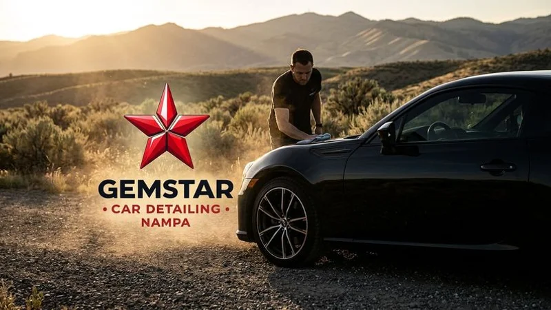 Car driving on salted Idaho winter road