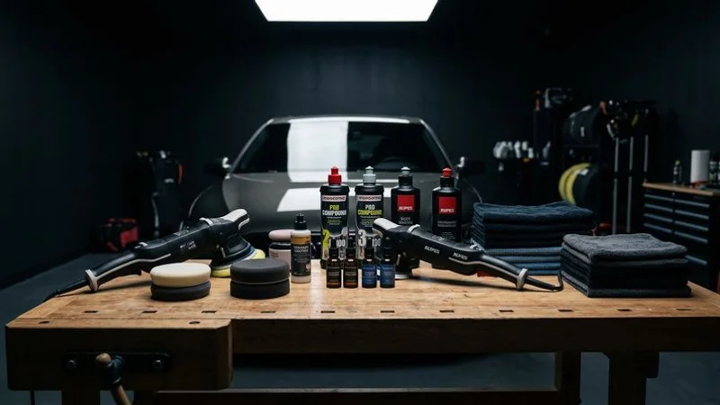 Professional interior detailing equipment in use