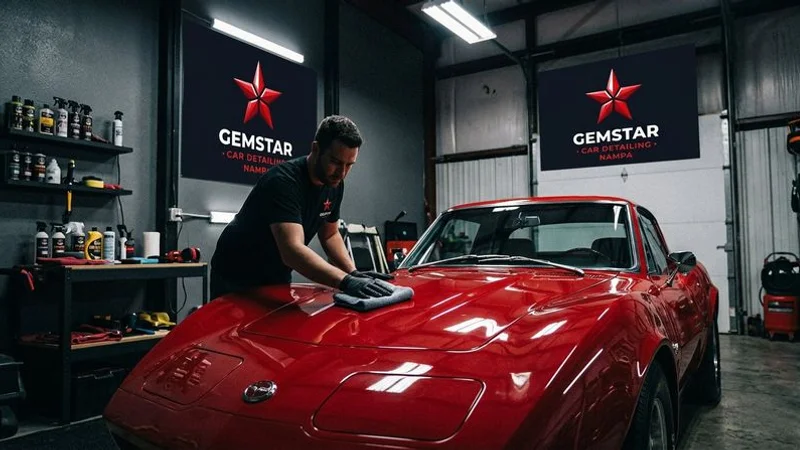 Car wax application on a dark vehicle